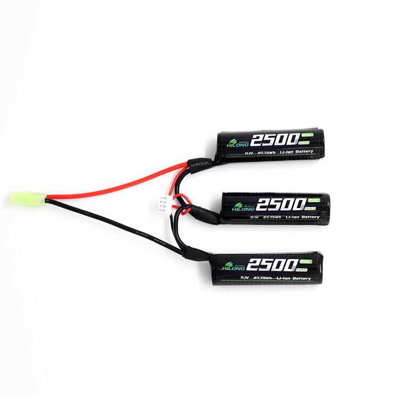 2500mAh 11.1V 20C/35C Triplet / Split / Nunchuck High Power Lithium Ion Battery Pack for Military Airsoft