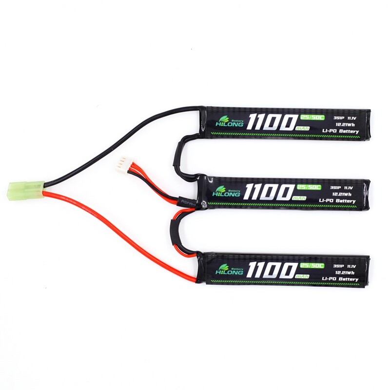 1100mAh 11.1V 25C/50C Triplet High Power Li-PO Battery Pack for Military Airsoft