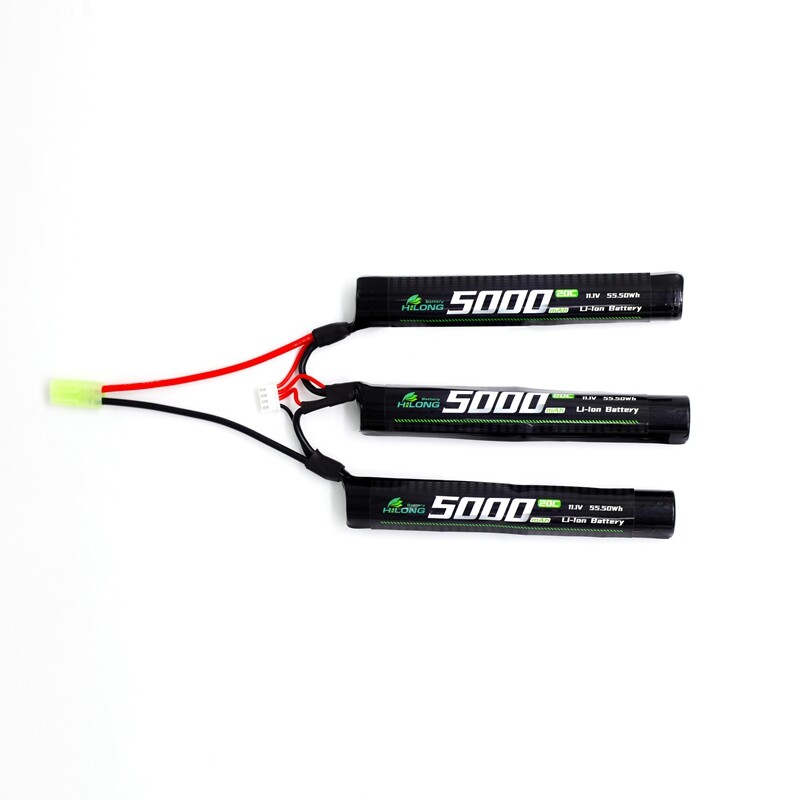 5000mAh 11.1V 20C/35C Triplet / Split / Nunchuck High Power Lithium Ion Battery Pack for Military Airsoft