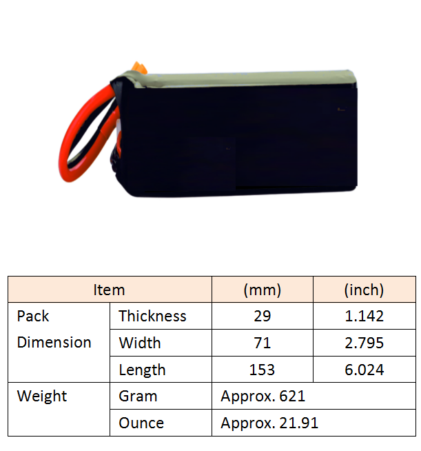 Hilong 4000mAh 22.2V 70C  6S Lithium lon Battery Pack for  Drone