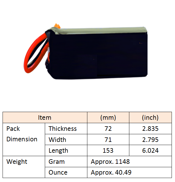 Hilong 8000mAh 22.2V 70C  6S Lithium lon Battery Pack for  Drone